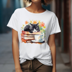 Cosy Relaxed Cat in Watercolor T-Shirt