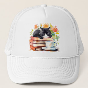 Cosy Relaxed Cat in Watercolor Trucker Hat