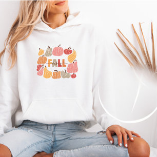 Cosy Retro Fall Vibes Hoodie with Colourful Pumpki