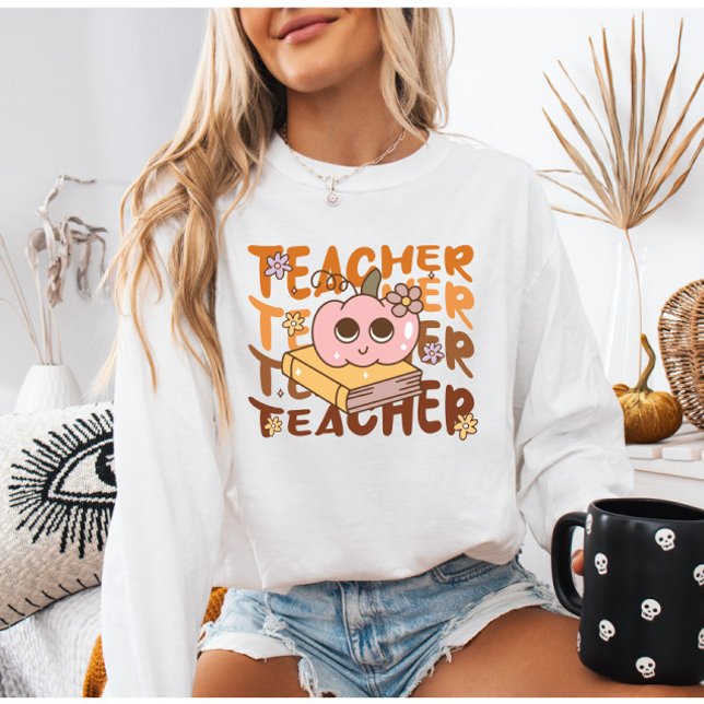 Cosy Retro Pumpkin Teacher | Fall Class Outfit Sweatshirt (Creator Uploaded)