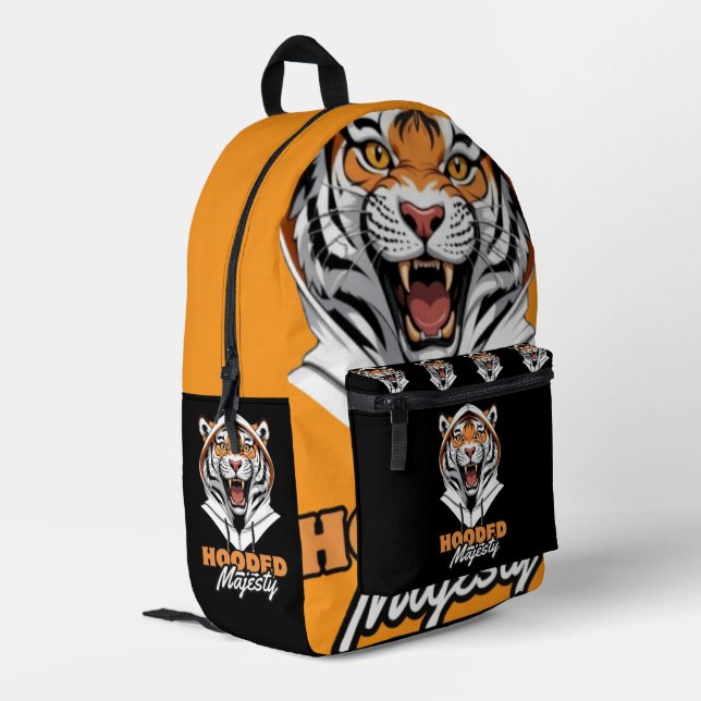 Cosy Roar | Tiger Street Art Design Printed Backpack (Back Corner Left)