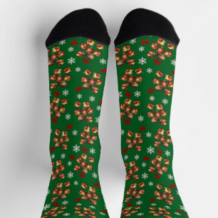 Cosy Roasted Chestnuts And Snowflakes Winter Socks