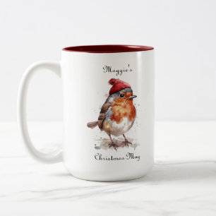 Cosy Robin Christmas Coffee Moment Two-Tone Coffee Mug