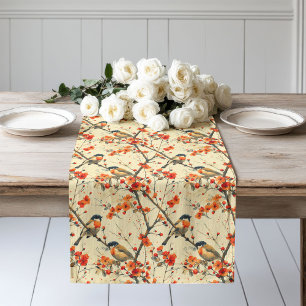 Cosy Runner with Fall Birds and Woodland Floral