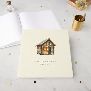 Cosy Rustic Cabin Watercolor Illustration Guest Book