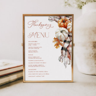 Cosy Rustic Fall 5x7 Thanksgiving Dinner Menu Invitation