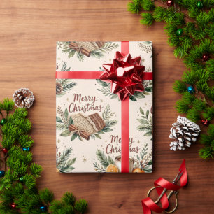Cosy Rustic Merry Christmas Wrapping Paper
