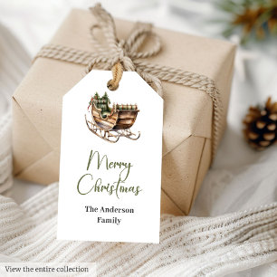 Cosy Rustic Watercolor Neutral Holiday Gift Tag