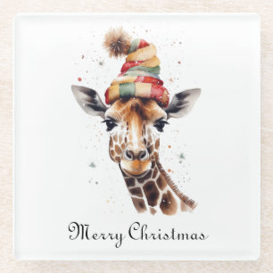 Cosy Safari Christmas, custom Glass Coaster