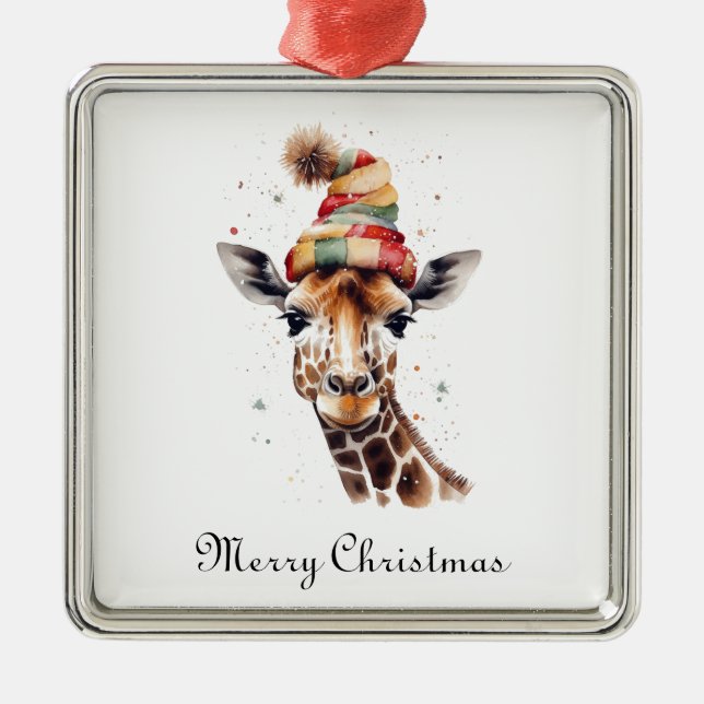 Cosy Safari Christmas, custom Metal Tree Decoration (Front)
