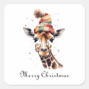 Cosy Safari Christmas, custom Square Sticker