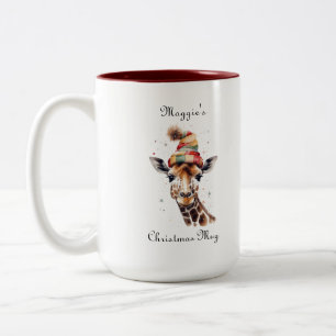 Cosy Safari Christmas, custom Two-Tone Coffee Mug