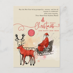 cosy scandi nordic minimal watercolor christmas holiday postcard