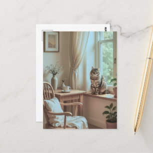 Cosy Scandinavian Window Nook – Minimalist  Postcard