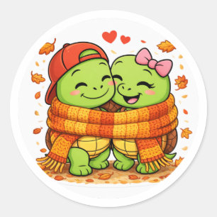 Cosy Scarf Hug Classic Round Sticker
