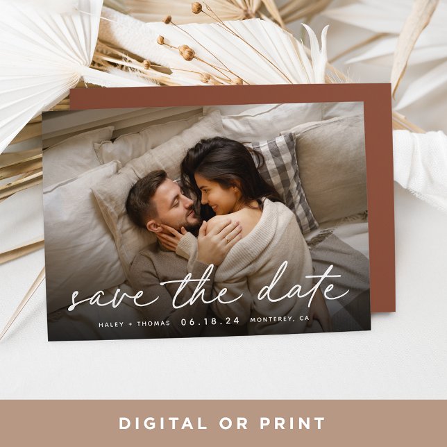 Cosy Script | Horizontal Photo Save The Date (Creator Uploaded)
