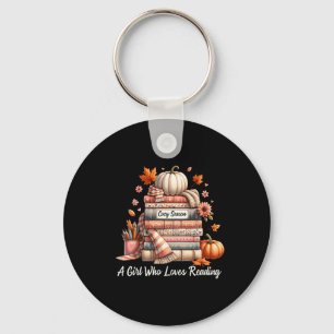 Cosy Season A Girl Who Loves Reading Fall Vibes Key Ring