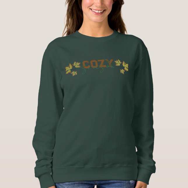 Cosy season autumn fall maple leaves sweatshirt (Front)