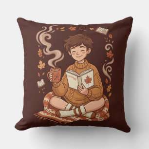 Cosy Season Autumn Reader Book Lover Cute Fall Cushion