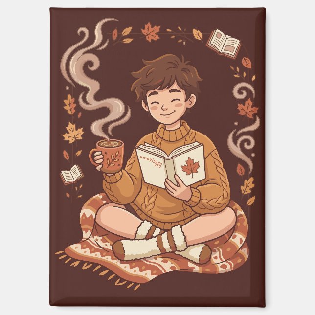 Cosy Season Autumn Reader Book Lover Cute Fall Magnet (Front)