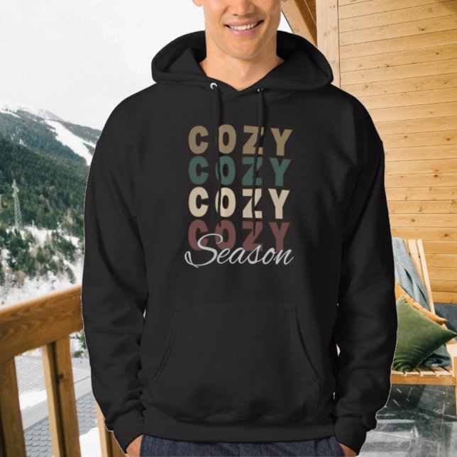Cosy Season Boho Coloured Repeat Typography Hoodie (Creator Uploaded)