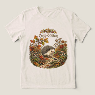 Cosy Season Cute Hedgehog Autumn Cottagecore Tri-Blend Shirt