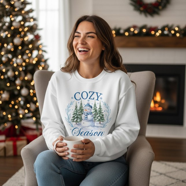 Cosy Season Cute Snowman Winter Christmas Trees Sweatshirt (Creator Uploaded)