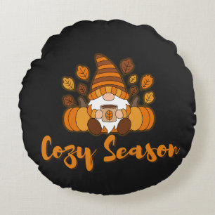 Cosy Season   Fall Aesthetic Design for Autumn Lov Round Cushion