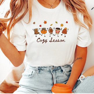 Cosy Season Fall Doodles Pumpkin Spice Football T-Shirt