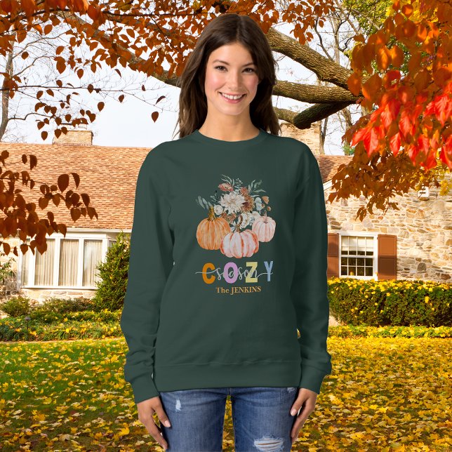 Cosy Season Harvest Blooms Personalise Name Sweatshirt (Creator Uploaded)