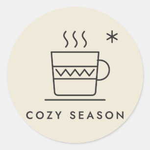 Cosy Season Knit Pattern Mug Linework Classic Round Sticker