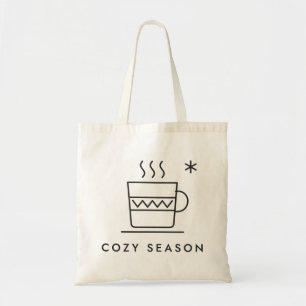 Cosy Season Knit Pattern Mug Linework Tote Bag