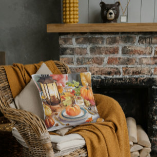 Cosy Season of Gratitude Warm Thankgiving Lantern Cushion