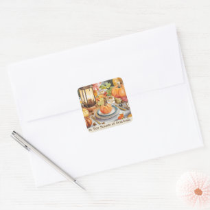 Cosy Season of Gratitude Warm Thankgiving Lantern Square Sticker