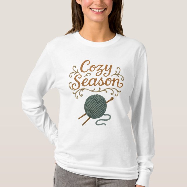 Cosy Season – Vintage Embroidery Yarn & Needles  T-Shirt (Front)