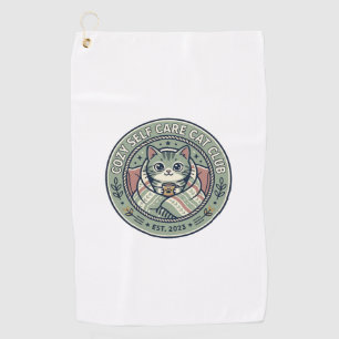 Cosy Self Care Cat Cat Graphic Tee Art - Cosy Self Golf Towel