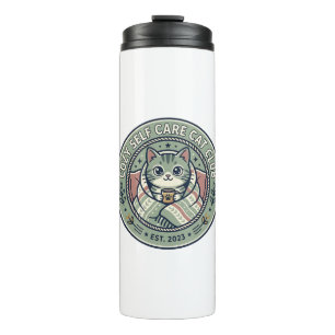 Cosy Self Care Cat Cat Graphic Tee Art - Cosy Self Thermal Tumbler