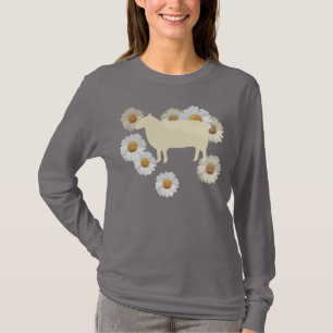 Cosy Sheep Silhouette and Daisies Long Sleeve T-Shirt