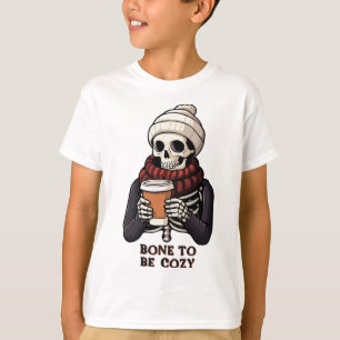 Cosy Skeleton Fall Halloween Doodles Fun Party Tha T-Shirt
