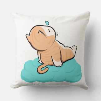 "Cosy sleeping cat on cloud" Cushion