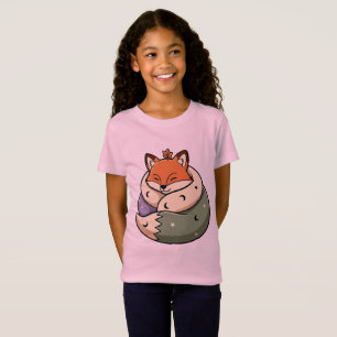 Cosy Sleeping Fox with Moon & Stars T-Shirt