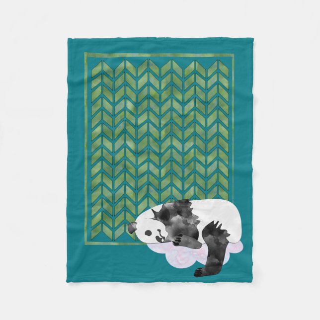 Cosy Sleeping Panda Baby's Quilt Fleece Blanket (Front)