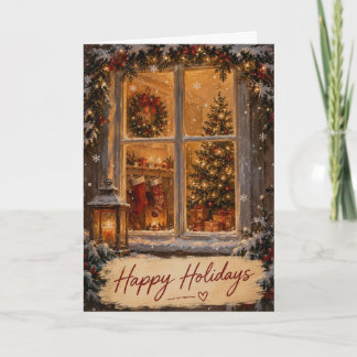 Cosy Snowy Christmas Evening Holiday Greeting Card
