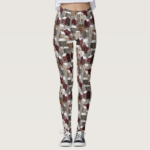 Cosy Snowy Winter Village Pattern (3) Leggings