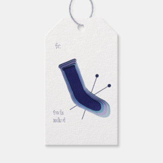 Cosy sock gift tag - Blue - ideal for knitters