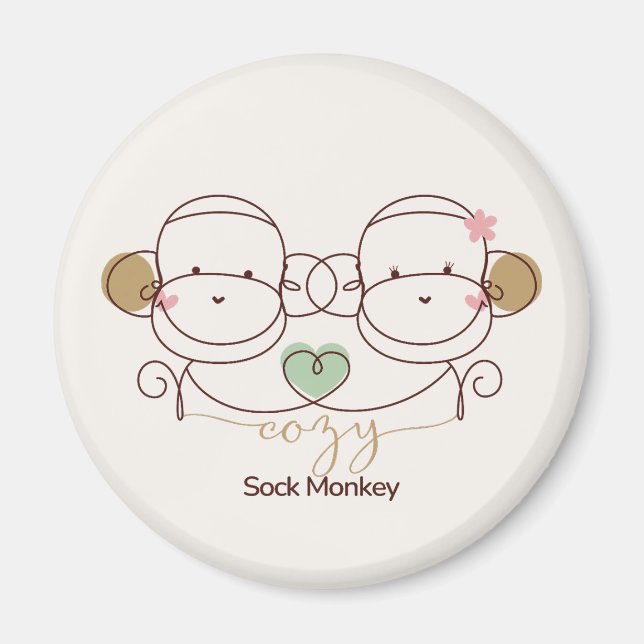 Cosy Sock Monkey Magnet (Front)