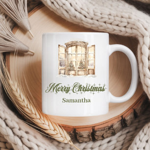 Cosy soft pastel Nordic design custom name Christm Coffee Mug