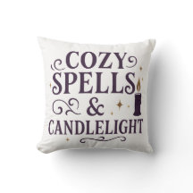 Cosy Spells & Candlelight Purple Pumpkin Pillow