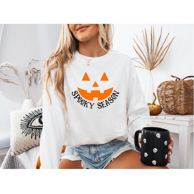 Cosy Spooky Season Pumpkin Face Halloween Sweatshirt (Creator Uploaded)