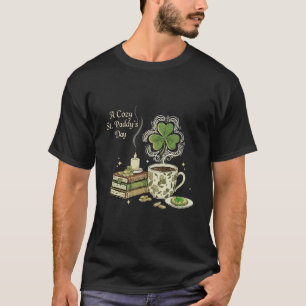 Cosy St. Paddy's Day Irish Coffee and Vintage Book T-Shirt